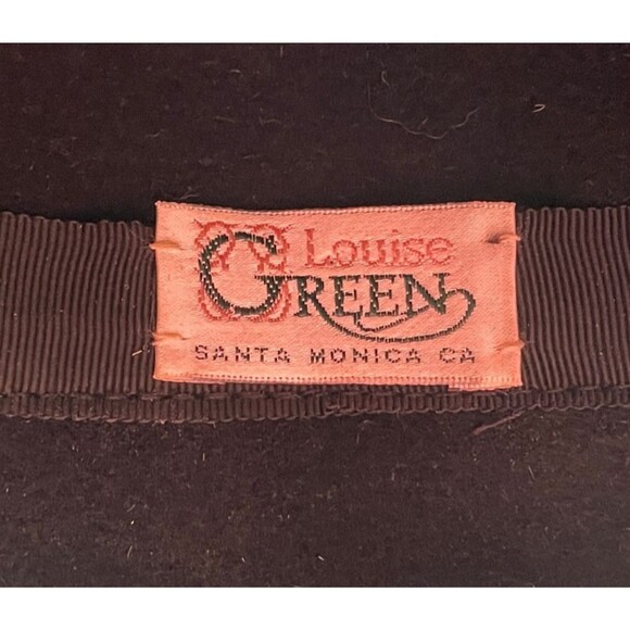 Louise Green Black Wide Brim Hat OS Black Felt with Ombre Ribbon & Bow Handmade main image 6